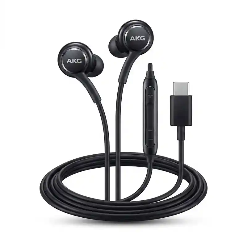 هندزفری سامسونگ مدل AKG-EO-IC100، رابط USB Type-C، پاسخ فرکانسی 20 هرتز تا 20 کیلوهرتز، سری هندزفری در 3 اندازه و پیکاپ 40 میلی‌متری